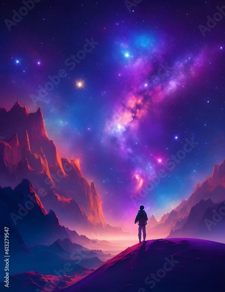 Fototapeta Lonely in the universe. AI generated