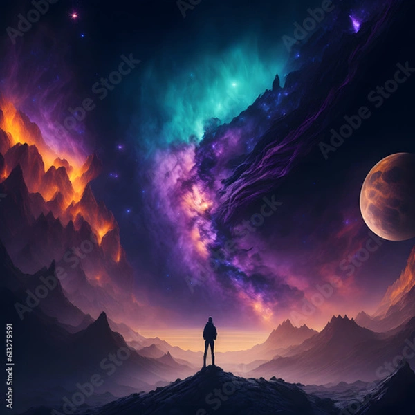 Fototapeta Lonely in the universe. AI generated