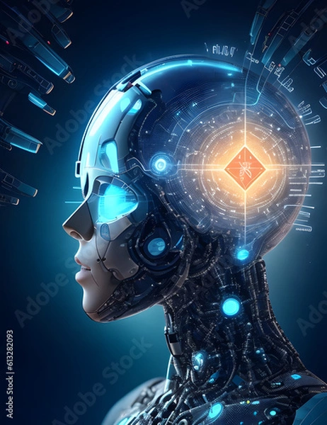 Fototapeta Integration of AI. AI generated