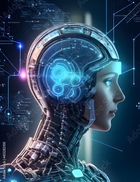 Fototapeta Integration of AI. AI generated