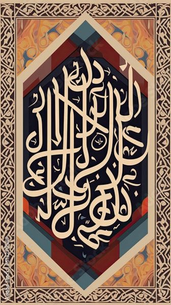 Fototapeta Arabic Calligraphy with Traditional Islamic Patterns