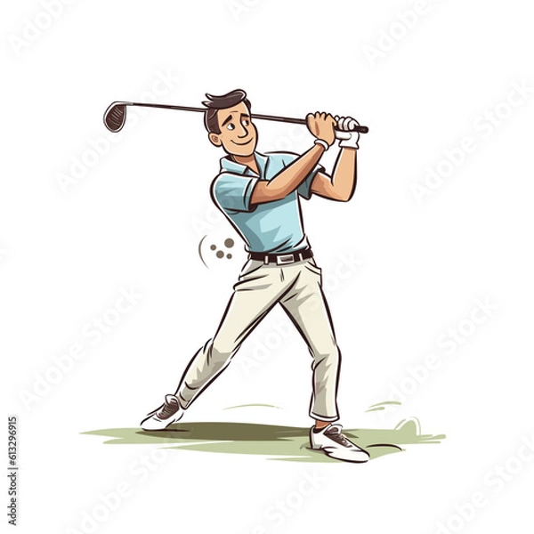 Obraz Man playing golf, golf illustration
