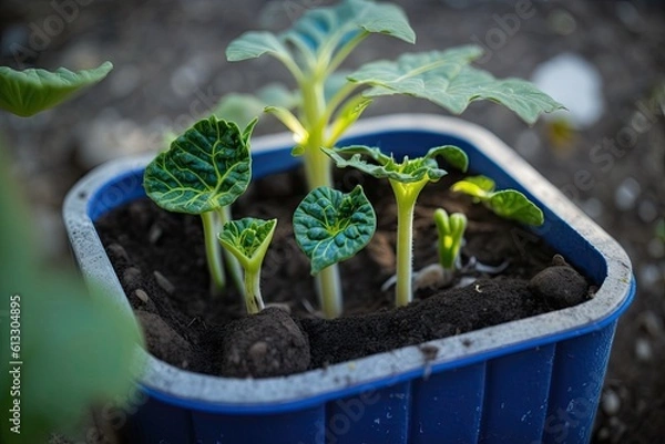 Fototapeta various potted plants arranged on a windowsill. Generative AI