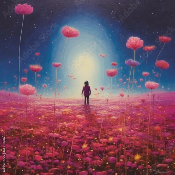 Obraz fleurs, espace et cosmos ia générative