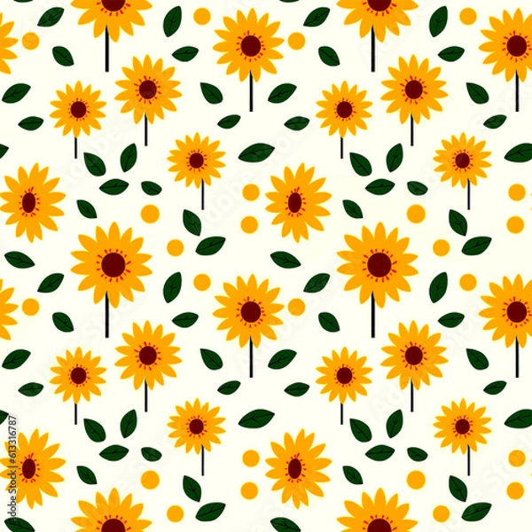 Obraz cute sunflowers seamless pattern
