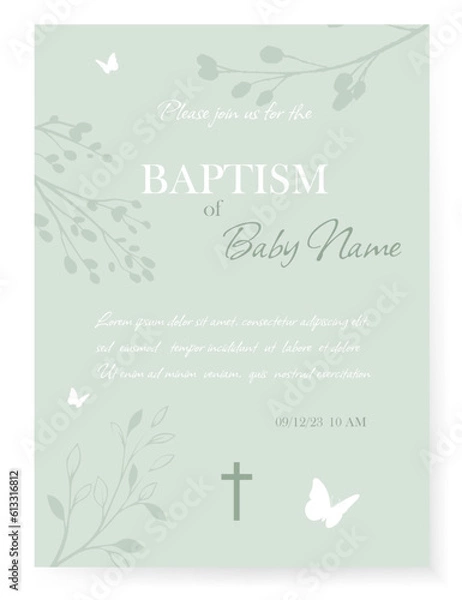 Fototapeta Baptism Invitation Card Design. Invitation Template with Cross. Vector illustration EPS10