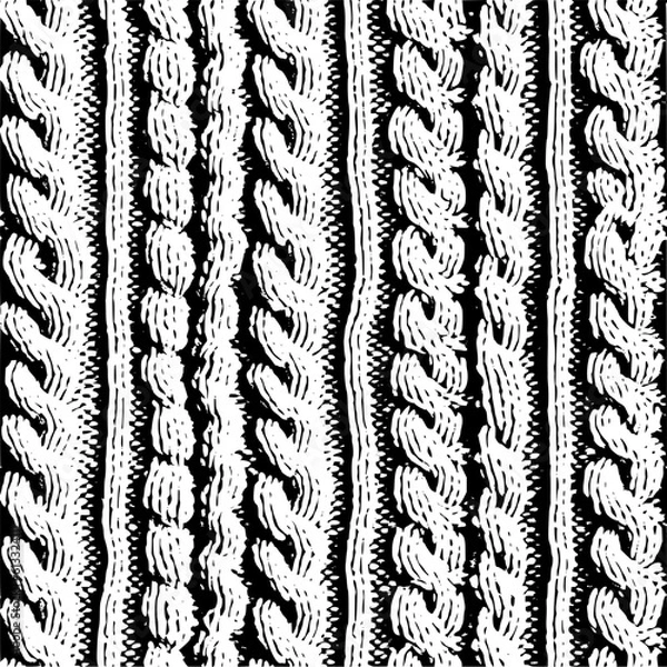 Obraz Knit textures chunky cable knit kitting textiles perfect repeating seamless pattern, rustic thick fisherman sweater craft yarn look swatch