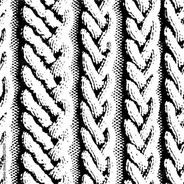 Obraz Knit textures chunky cable knit kitting textiles perfect repeating seamless pattern, rustic thick fisherman sweater craft yarn look swatch
