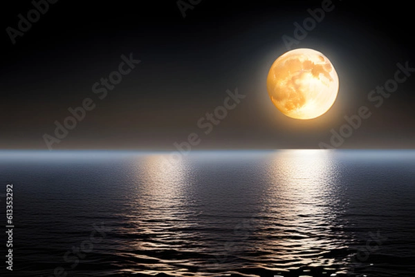 Obraz full moon over sea  created using AI Generative Technology