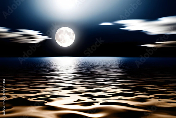 Obraz moon over the sea  created using AI Generative Technology