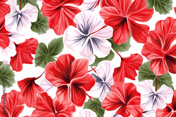 Fototapeta Graphical design pattern of summer flowers based on generative AI