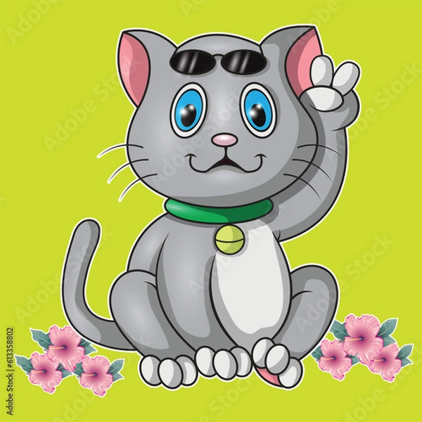 Obraz a cat is holding up two fingers