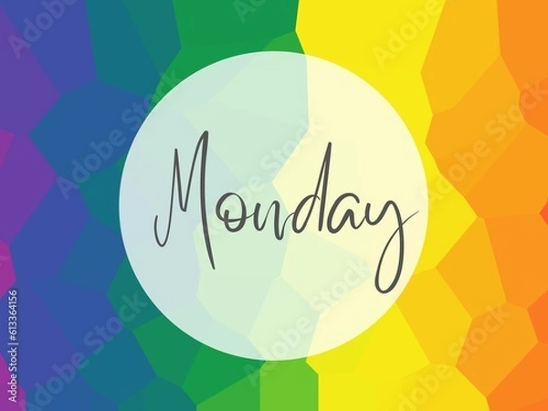 Fototapeta MONDAY Daily planner in rainbow, multi colored background, wallpaper, desktop background in LGBTQI theme for happy, pride, inclusive, parade, inclusive, safe place design, illustration. 