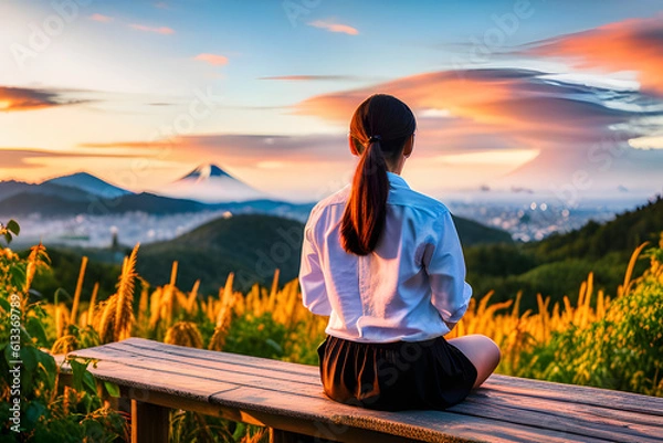 Obraz person sitting on a bench created using AI Generative Technology