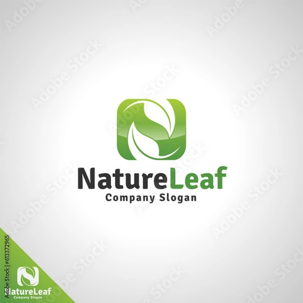 Obraz Nature Leaf - Letter N Logo Template