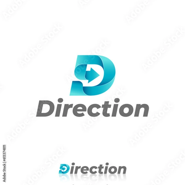 Obraz Direction - Letter D logo With Arrow Concept