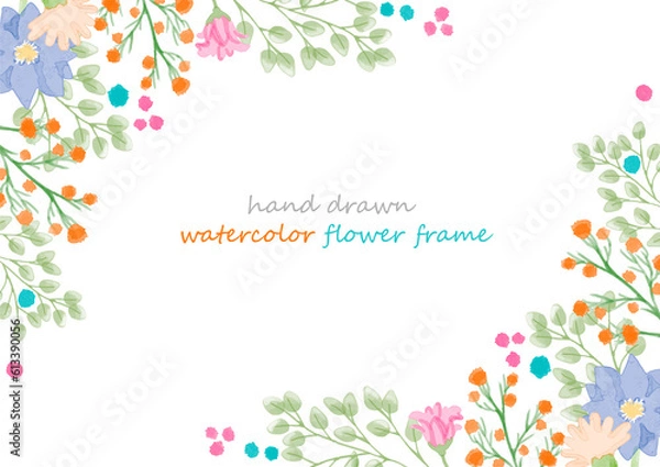 Obraz 美しい水彩タッチの花のフレーム