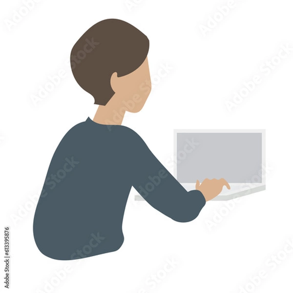 Obraz ノートパソコンで作業する男性のイラスト