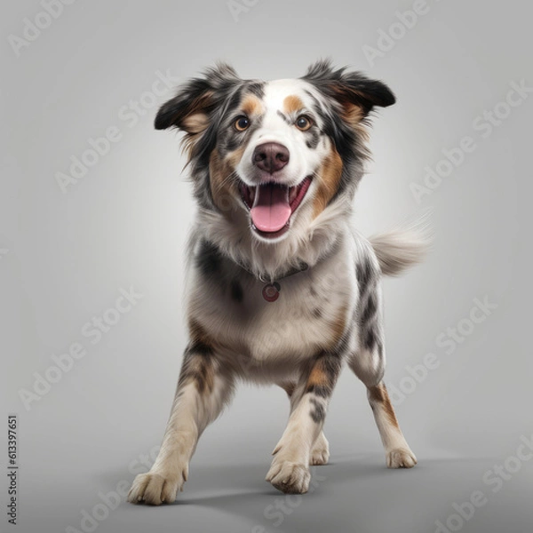 Obraz Indie dog, happy, playful, full body, jump, looking into camera