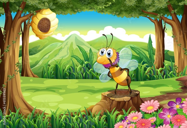 Fototapeta A bee and a beehive at the forest