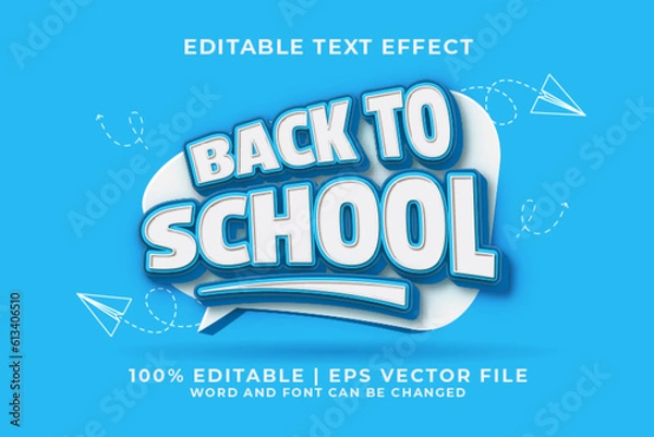 Fototapeta Back To School 3d Editable Text Effect Cartoon Comic Style Premium Vector