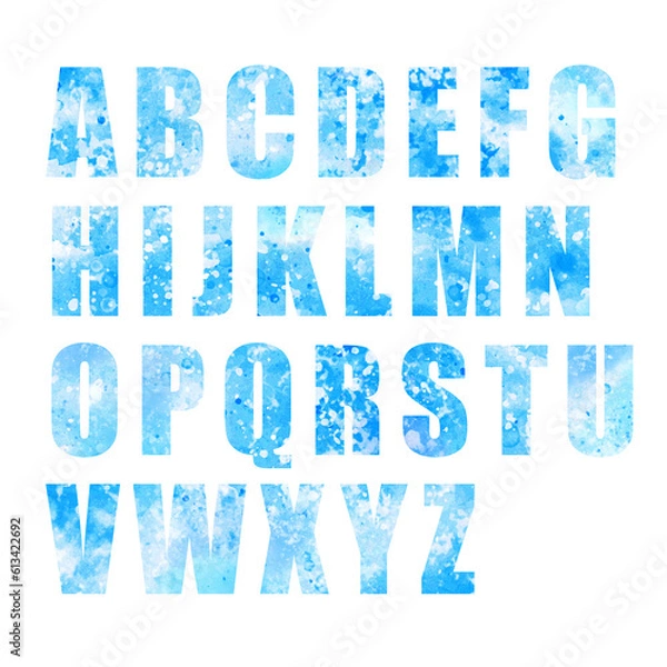 Obraz 水彩風の水しぶき大文字アルファベット