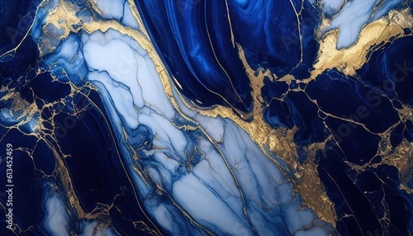 Obraz Abstract blue and white luxury marble texture, premium background	
