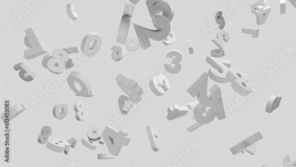 Obraz 浮遊する白色の数字　白背景