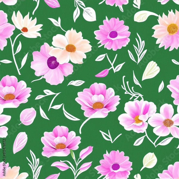 Obraz seamless pattern with pink flowers Generative AI
