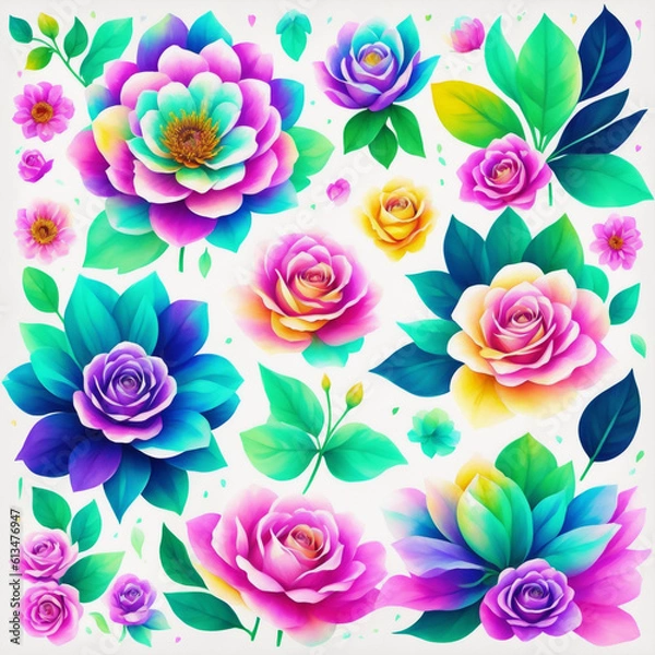 Fototapeta seamless pattern with flowers Generative AI