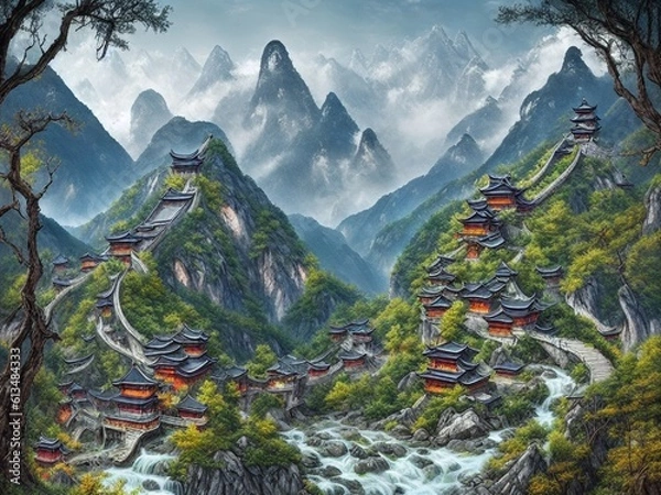 Fototapeta 中国山水画風景