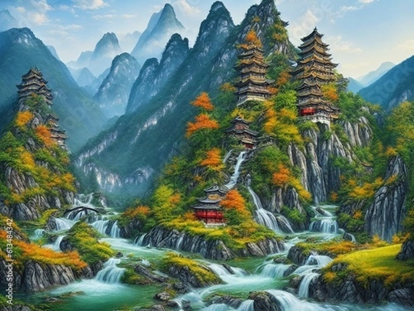 Fototapeta 中国山水画風景