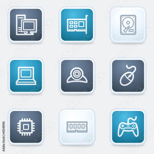 Obraz Computer web icon set, square buttons