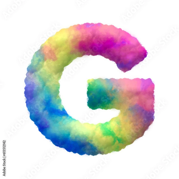 Fototapeta Colorful fluffy clouds alphabet uppercase letters. This is a part of a set which also includes lowercase letters, numbers, punctuation marks, symbols, shapes, and frames