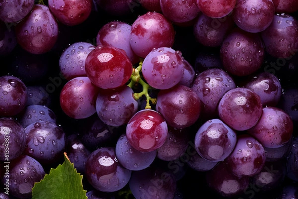 Fototapeta Close up of a bunch of grapes. Generative AI.