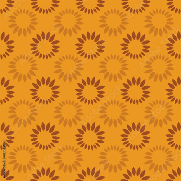 Obraz Minimalist hand drawn Sunflower petals seamless pattern on yellow background.