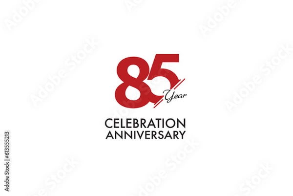 Fototapeta 85th, 85 years, 85 year anniversary with red color isolated on white background, vector design for celebration vector