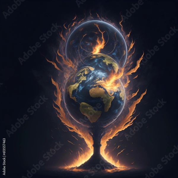 Fototapeta Earth with fire