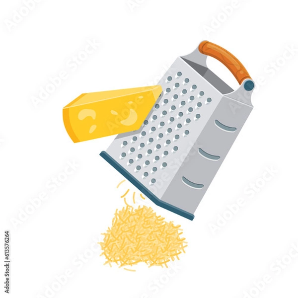 Fototapeta Box grater vector flat icon. Grated parmesan cheese flat illustration.