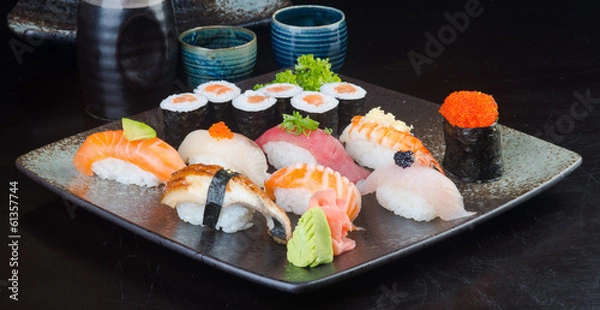 Obraz japanese cuisine. sushi set on the background