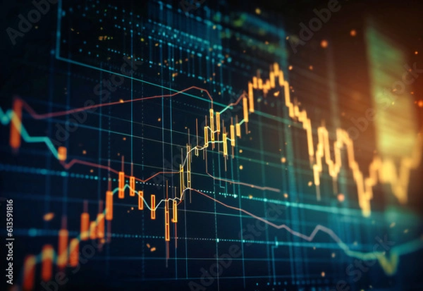 Fototapeta a stock market graph on a screen