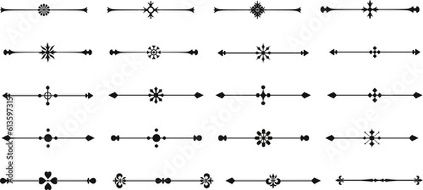Fototapeta Set of Simple Decorative Text Divider thin line icons, Decorative Page Separator.