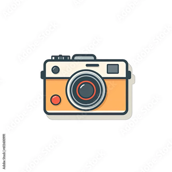 Fototapeta  a camera icon with a long shadow on a white background