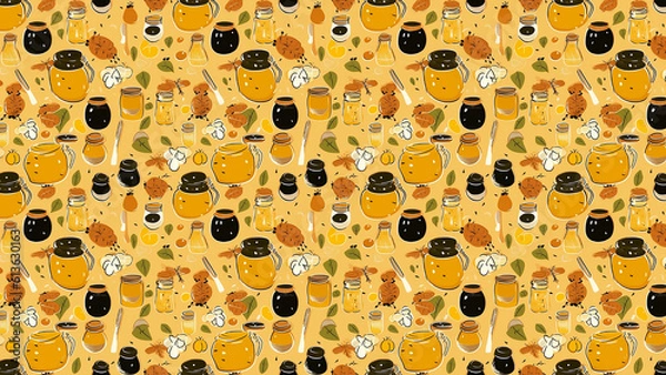Obraz Honey with bees background (Generative AI)
