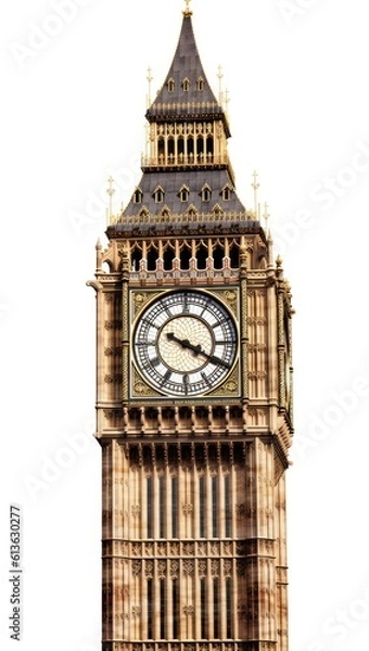 Fototapeta Big Ben isolated on white background created with Generative AI technology.