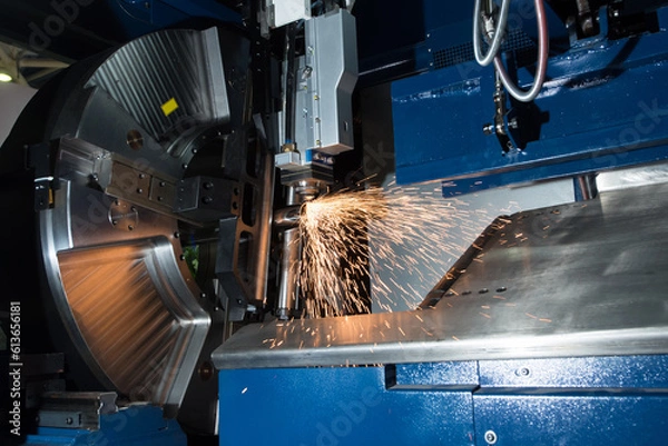 Obraz A plasma cutting machine cuts a metal product