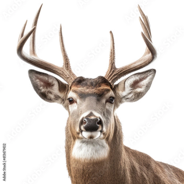 Obraz a Whitetail deer Buck, portrait, elusive animal, Wildlife-themed, photorealistic illustrations in a PNG, cutout, and isolated. Generative AI