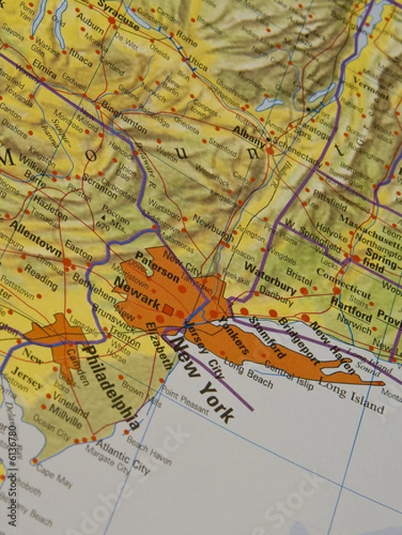 Fototapeta Map showing the New York area