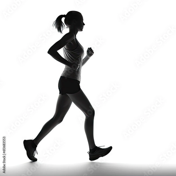 Fototapeta silhouette runner on white background