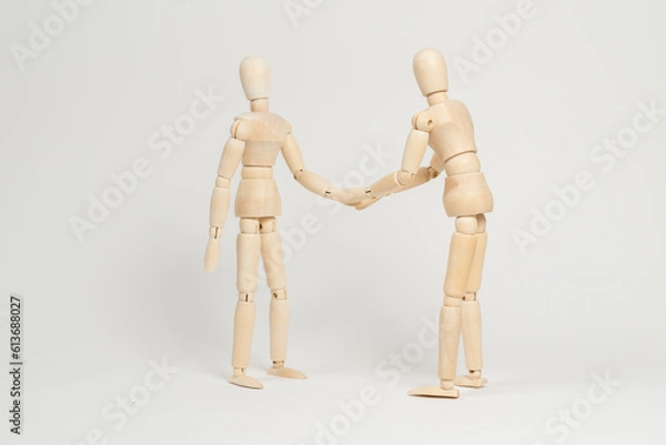 Fototapeta ビジネスモデル:握手する人形　Business Model: Handshake Puppet